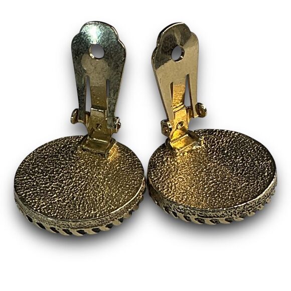Vintage Sarah Coventry Mosiac Round Diamond Pattern Clip On Earrings Marked Sara - Picture 3 of 7